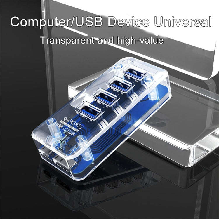 4 x USB 3.0 HUB 5Gbps Transparent Docking Station USB Adapter Splitter(Square)