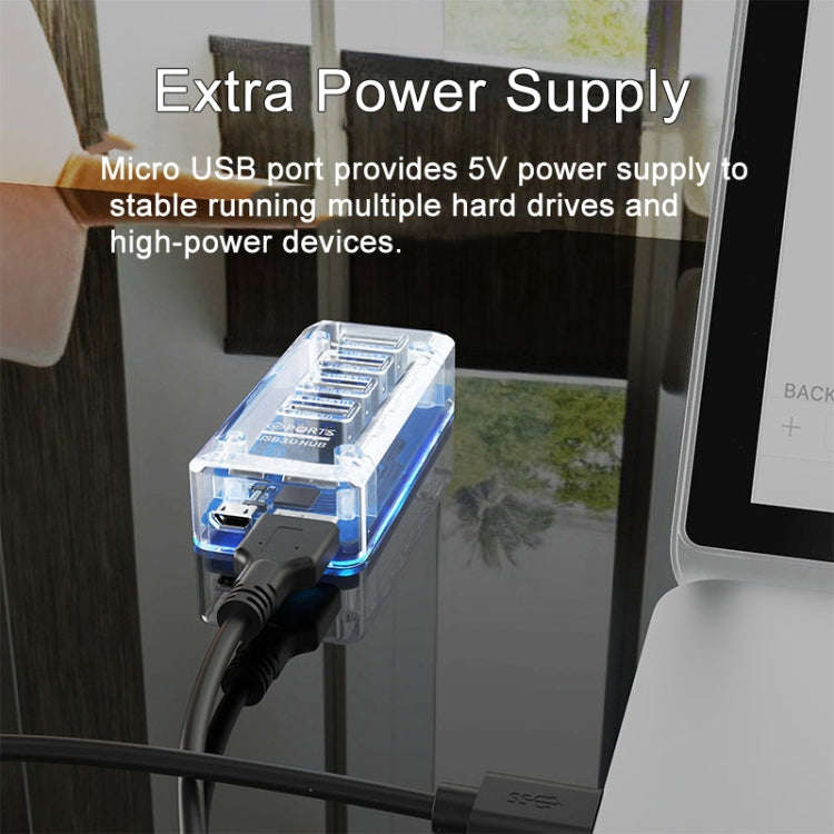 4 x USB 3.0 HUB 5Gbps Transparent Docking Station USB Adapter Splitter(Square)