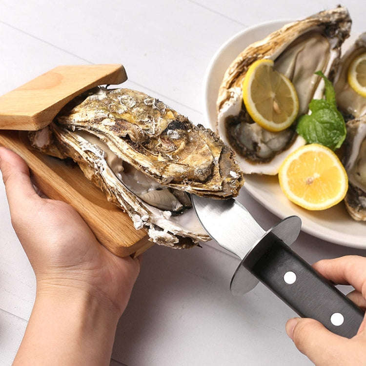 Stainless Steel Opening Oyster Scallop Tool Kitchen Shell Pryer Knife+Wooden Stand