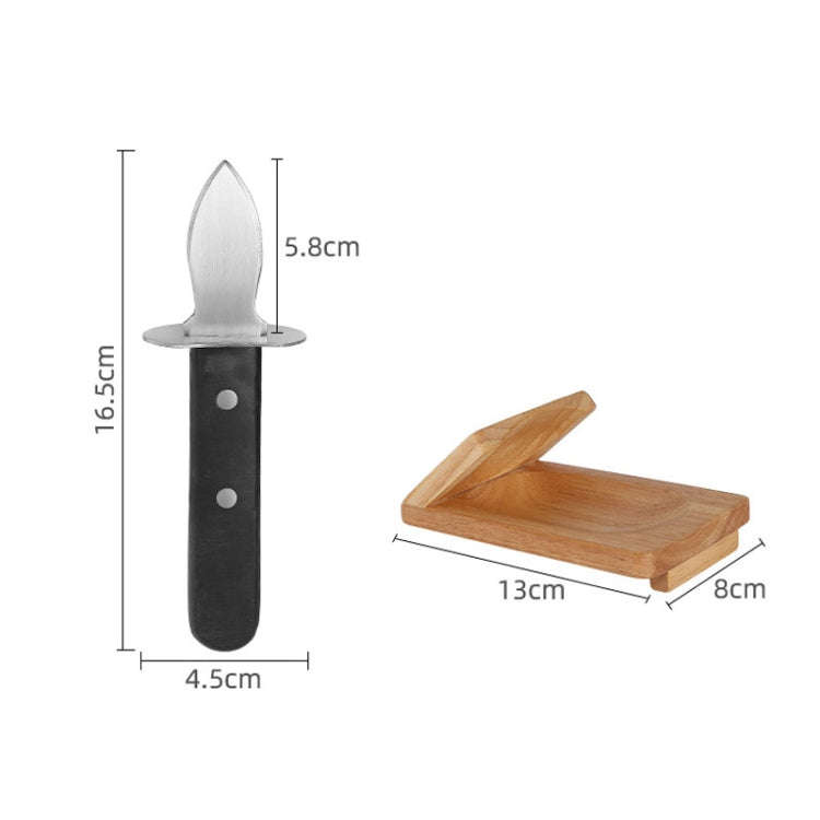 Stainless Steel Opening Oyster Scallop Tool Kitchen Shell Pryer Knife+Wooden Stand