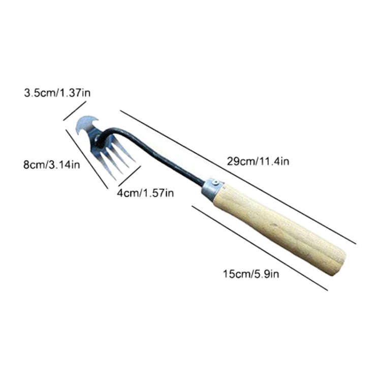 Four-Tooth Dual Purpose Weed Remover Tool Gardening Weed Rake Uprooting Weeding Tool, Length: 29c...