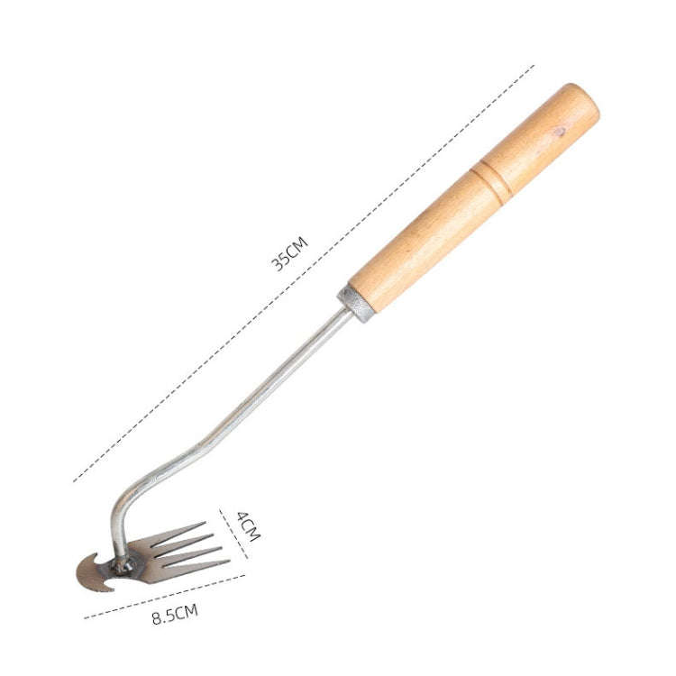 Four-Tooth Dual Purpose Weed Remover Tool Gardening Weed Rake Uprooting Weeding Tool, Length: 35c...