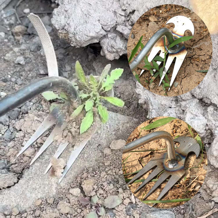Four-Tooth Dual Purpose Weed Remover Tool Gardening Weed Rake Uprooting Weeding Tool, Length: 29c...