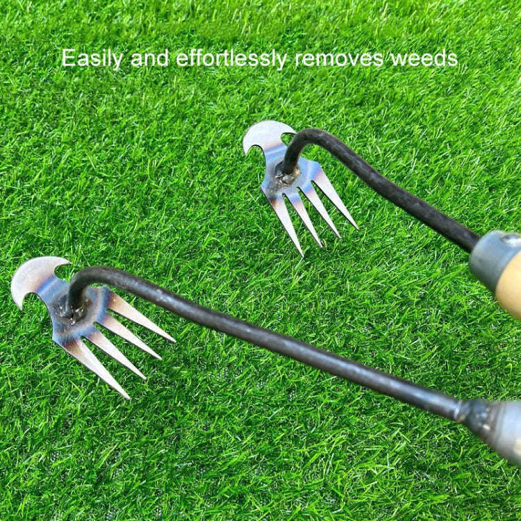 Four-Tooth Dual Purpose Weed Remover Tool Gardening Weed Rake Uprooting Weeding Tool, Length: 29c...
