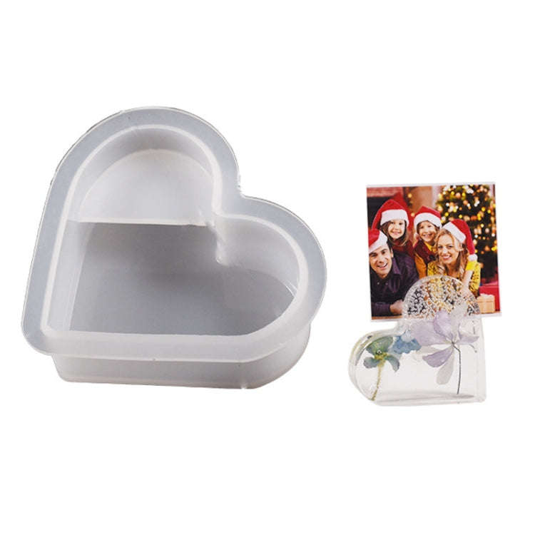 2pcs Business Card Holder Photo Clip Mold DIY Crystal Glue Resin Mold, Style: Heart Shape 001