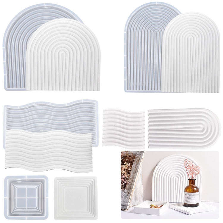Epoxy Resin Mold Gypsum Candle Stand Arch Storage Tray Silicone Mold, Spec: Wave Large