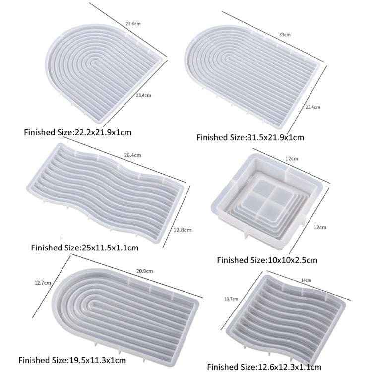 Epoxy Resin Mold Gypsum Candle Stand Arch Storage Tray Silicone Mold, Spec: Wave Large