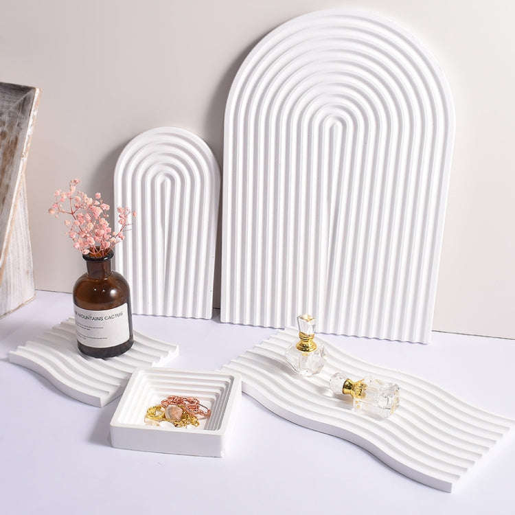 Epoxy Resin Mold Gypsum Candle Stand Arch Storage Tray Silicone Mold, Spec: Wave Suqare
