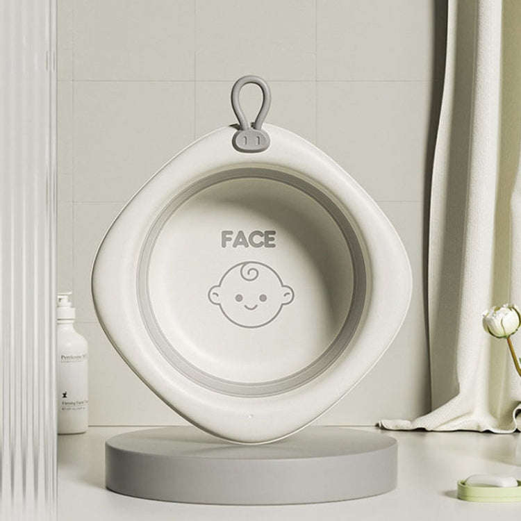 Children Folding Washbasin Newborn Baby Portable Thickened Plastic Wash Basin(Grey)