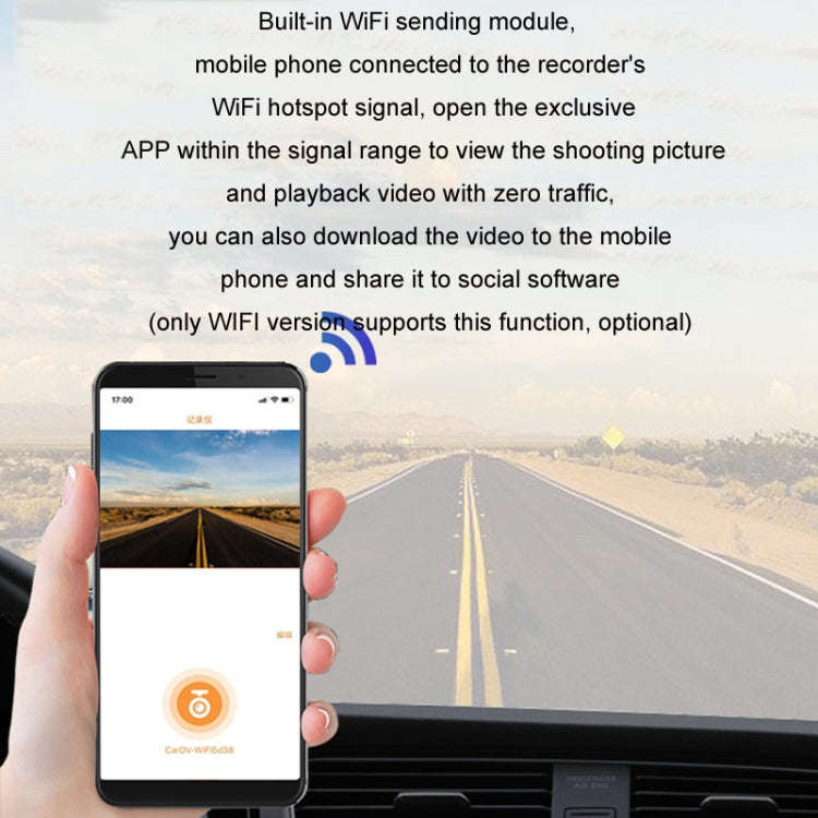 Android ADAS HD Night Vision 1080P USB Driving Recorder, Model: Single Lens WIFI Version(32G Memo...