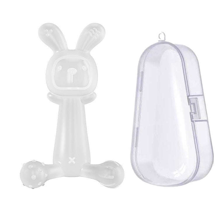 Bunny Baby Teether BPA Free Food-Grade Silicone Teether Infant Teething Stick Anti-Eating Hand, C...