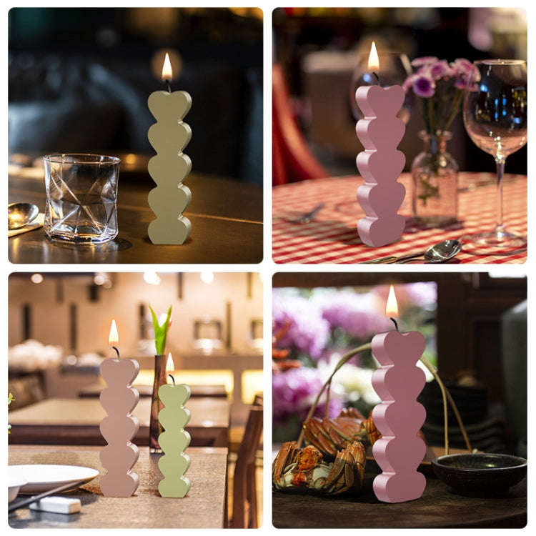5pcs Five-Link Heart Shape Candle Silicone Molds DIY Epoxy Resin Mold, Size: Small