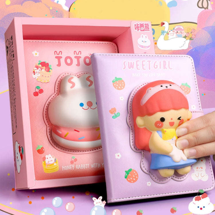 Kabaxiong A5 Size 3D Squishy Destress Cute Notebook Diary 100 Inner Pages(Sweet Girl)