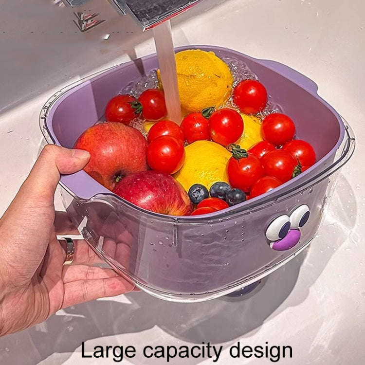 Household Dual Layer Thickened Cartoon Draining Basket Multifunctional Kitchen Dishwashing Hamper...