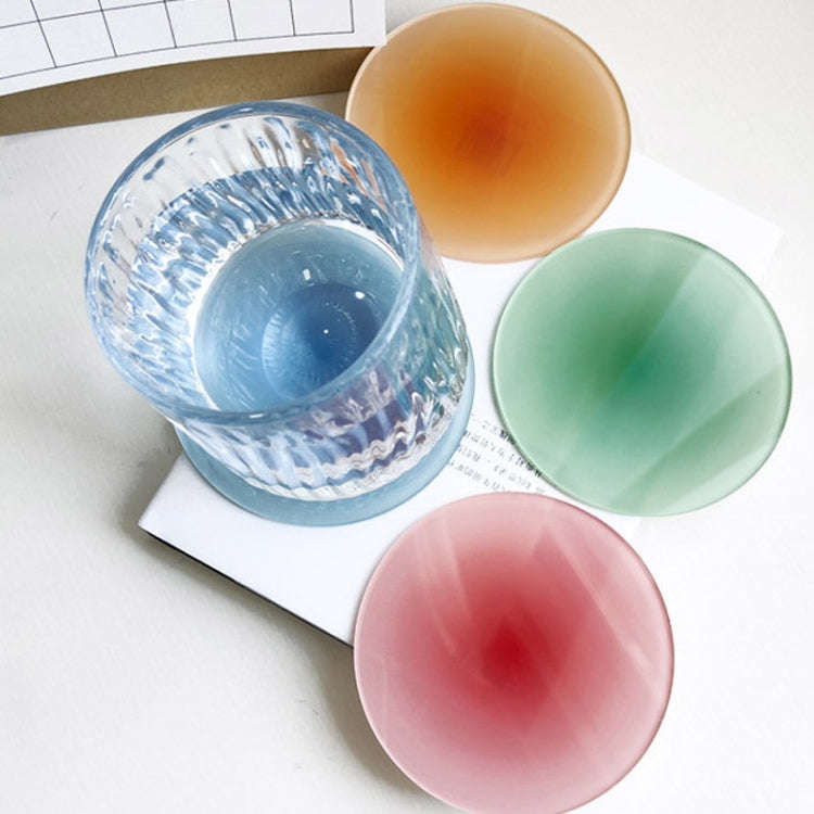 9.5cm Colorful Gradient Acrylic Coaster Thickened Heat Resistant Translucent Sunset Cup Pad(Blue)