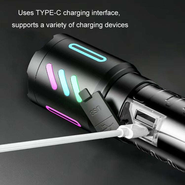 Type-C Rechargeable Outdoor Zoom Strong Laser Flashlight(520)