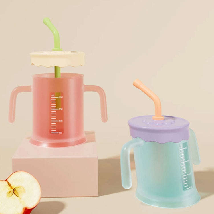 Baby Drink Cup Slant Mouth Mug Children Drinking Straw Water Cup(Red)