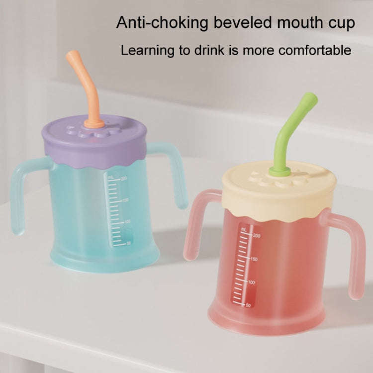 Baby Drink Cup Slant Mouth Mug Children Drinking Straw Water Cup(Red)