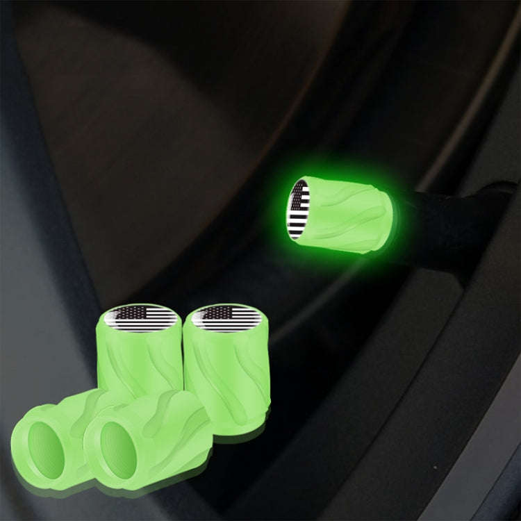 4pcs /Set Luminous Car Motorcycle Tire Modified Valve Cap, Color: Green Black Flag
