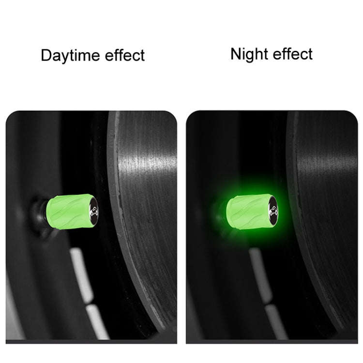 4pcs /Set Luminous Car Motorcycle Tire Modified Valve Cap, Color: Green Black Flag
