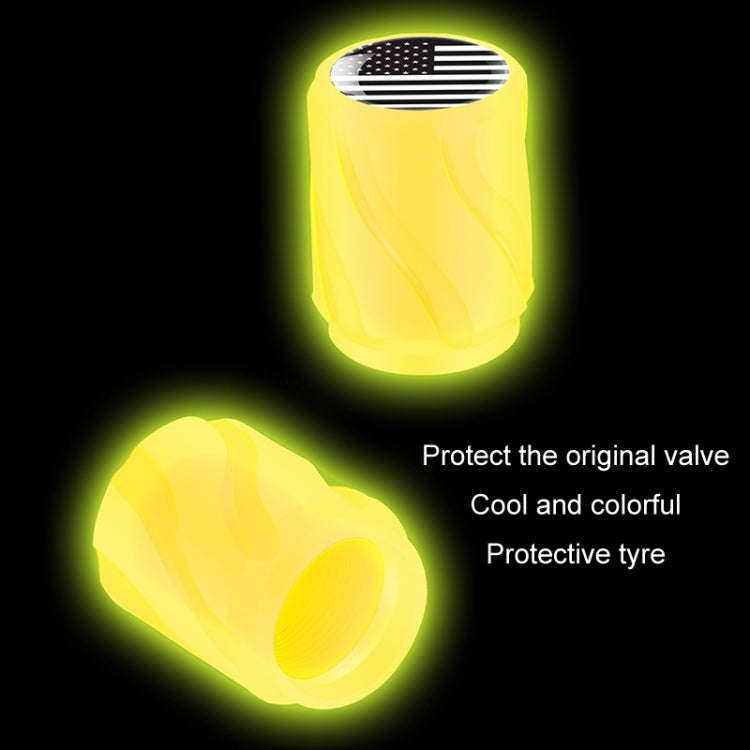 4pcs /Set Luminous Car Motorcycle Tire Modified Valve Cap, Color: Yellow Black Flag