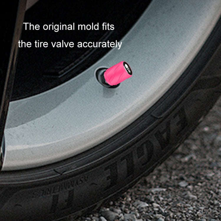 4pcs /Set Luminous Car Motorcycle Tire Modified Valve Cap, Color: Pink Black Flag