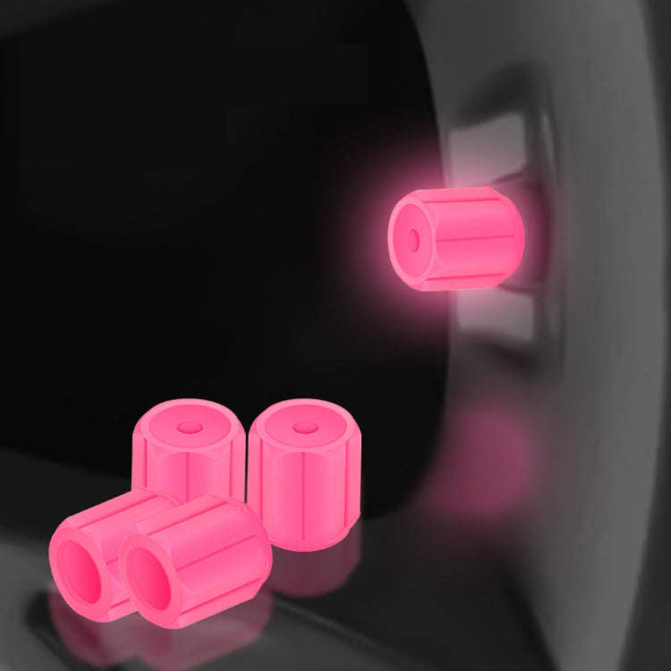 5packs Luminous Car Motorcycle Tire Valves, Color: Pink(4pcs /Set)