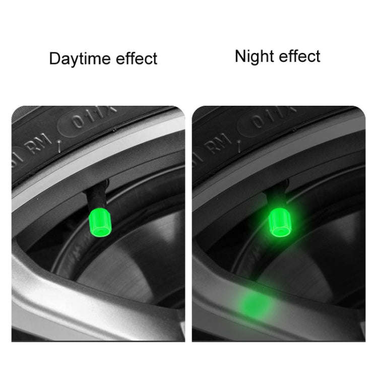 5packs Luminous Car Motorcycle Tire Valves, Color: Green(4pcs /Set)