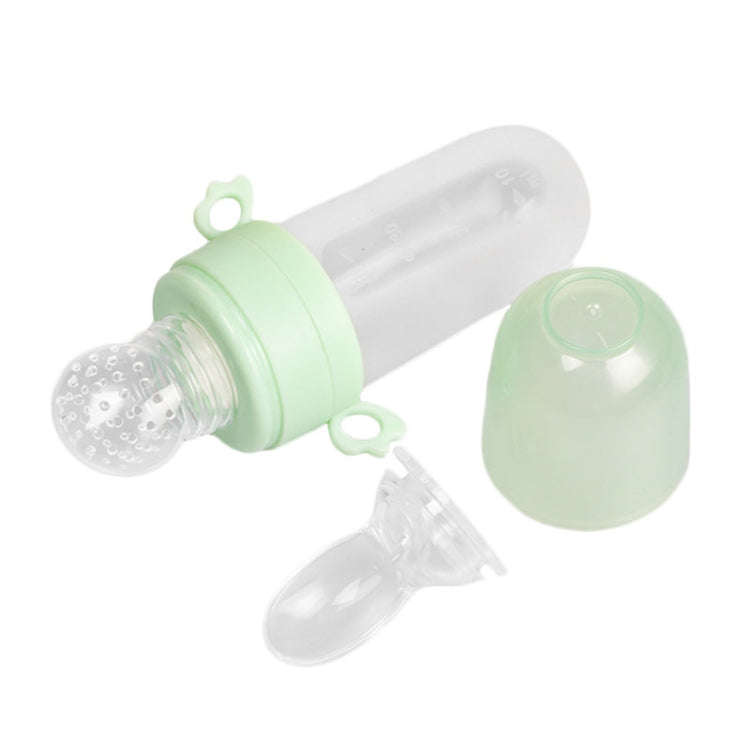 Portable Dual-purpose Baby Food Feeding Spoon Fruit Vegetable Silicone Feeding Pacifier Bottle(Gr...