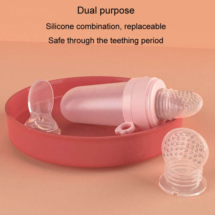 Portable Dual-purpose Baby Food Feeding Spoon Fruit Vegetable Silicone Feeding Pacifier Bottle(Na...