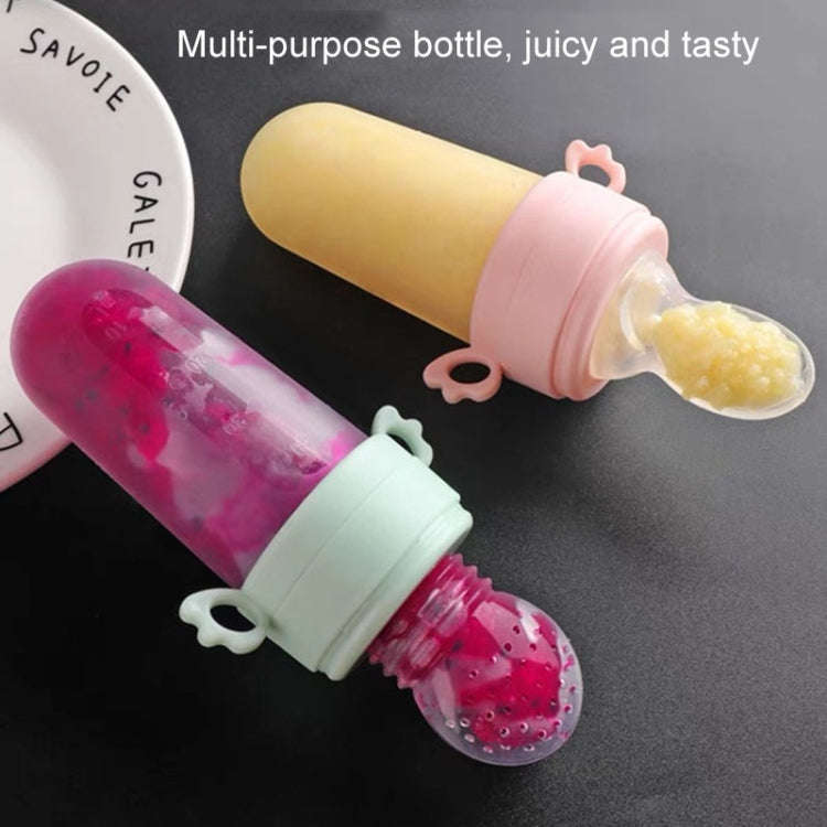 Portable Dual-purpose Baby Food Feeding Spoon Fruit Vegetable Silicone Feeding Pacifier Bottle(Na...