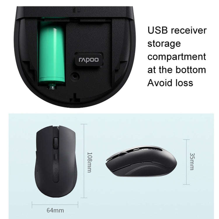 Rapoo M350G Bluetooth/2.4G Wireless Mouse Office Desktop Laptop Mute Mouse(Dark Gray)