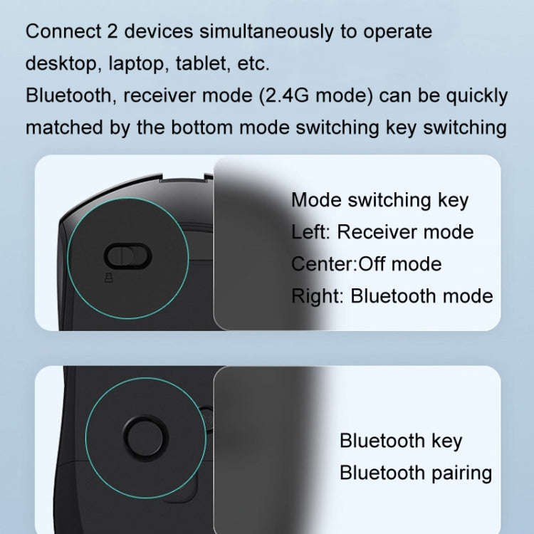 Rapoo M350G Bluetooth/2.4G Wireless Mouse Office Desktop Laptop Mute Mouse(Dark Gray)