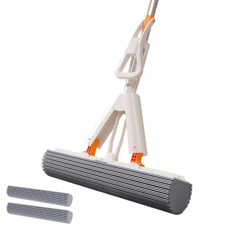 Household Water Absorbent Telescopic Pole Mop Lazy Hands-Free Folding Mop, Style: 28cm+2 Cotton H...