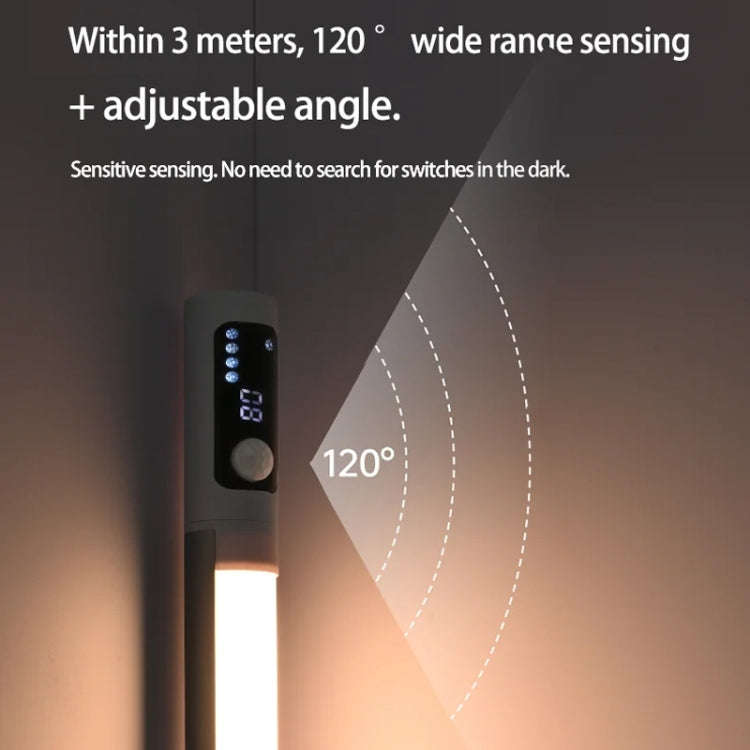 Rechargeable Under Cabinet LED Motion Sensor Night Light with Digital Display 1200mAH(Silver)
