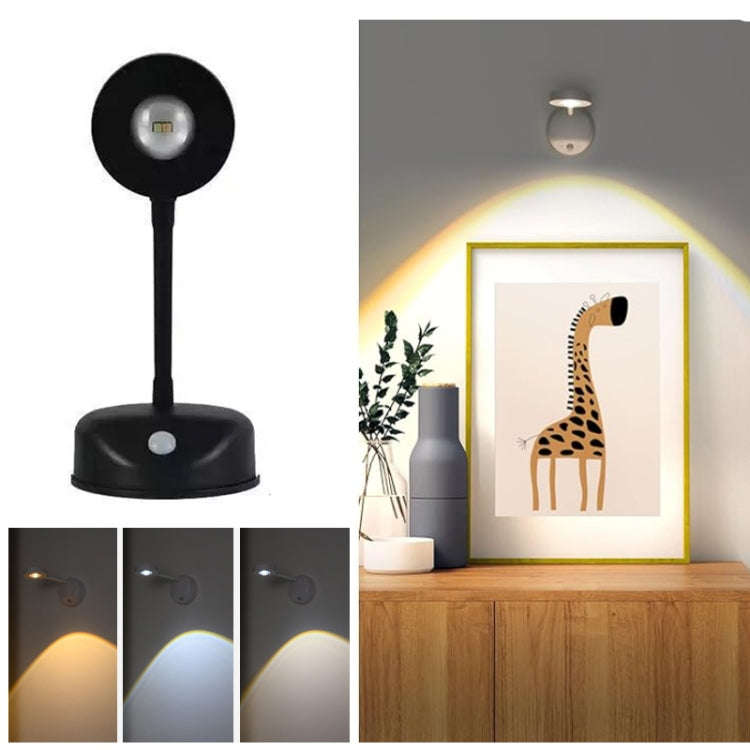 Rechargeable LED Motion Sensor Wireless Spotlight Dimmable Picture Light 1200mAH(Black)