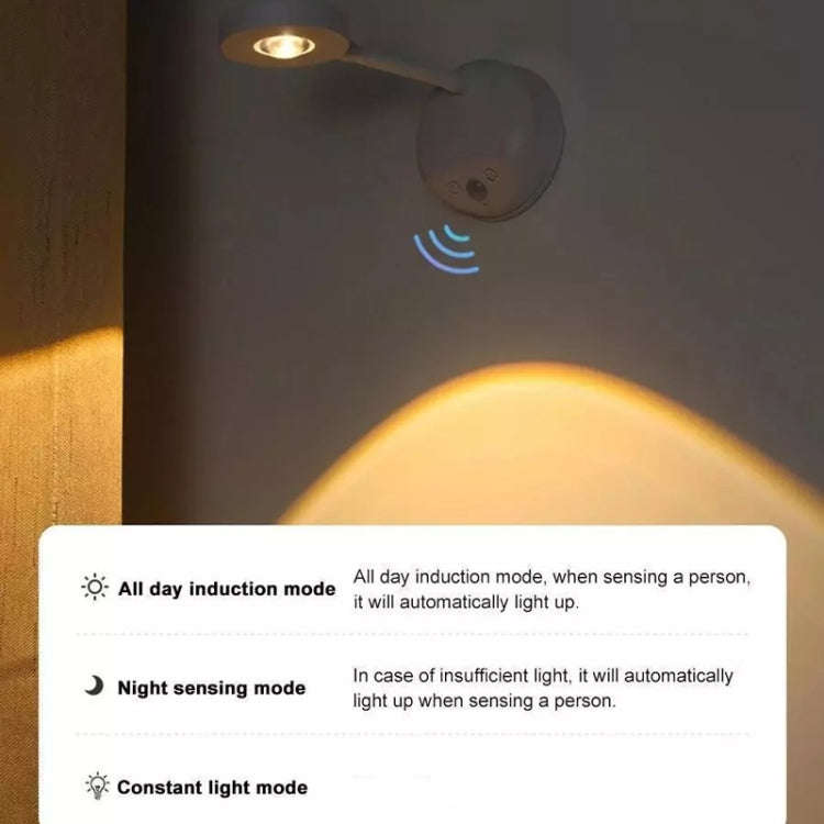 Rechargeable LED Motion Sensor Wireless Spotlight Dimmable Picture Light 1200mAH(White)