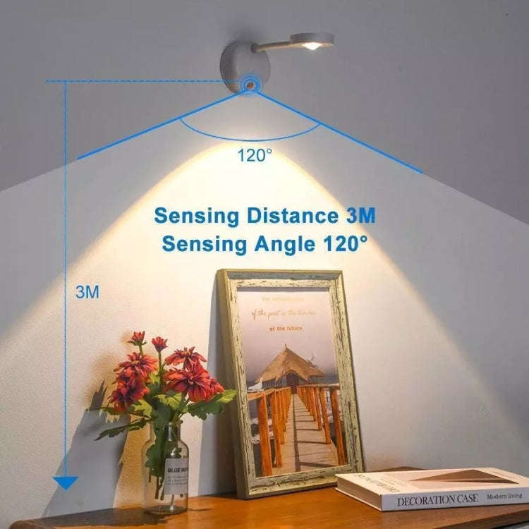 Rechargeable LED Motion Sensor Wireless Spotlight Dimmable Picture Light 1200mAH(White)
