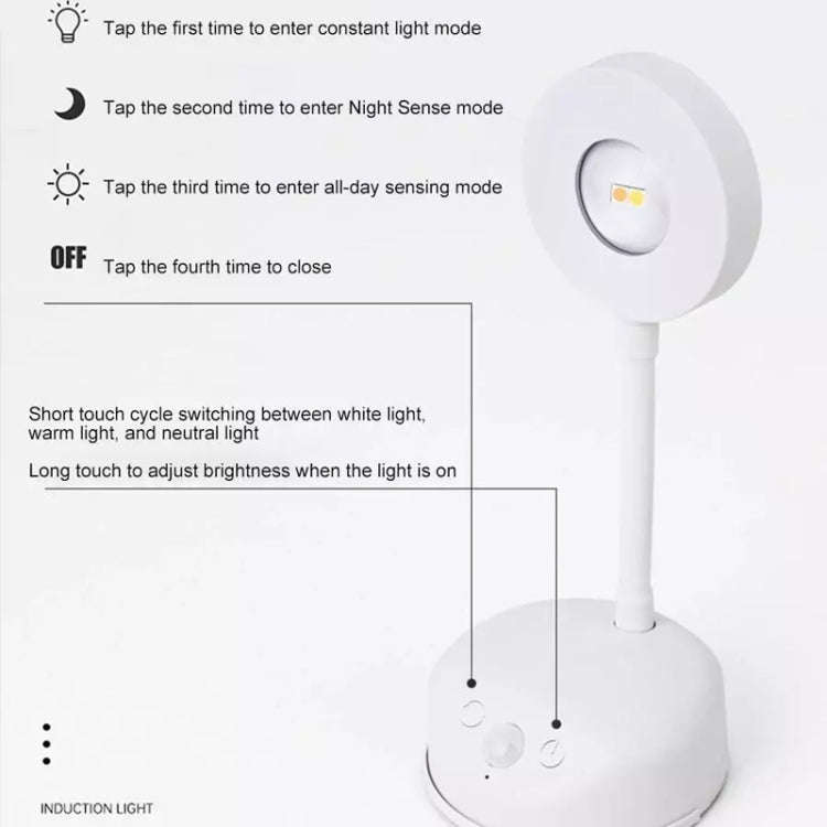 Rechargeable LED Motion Sensor Wireless Spotlight Dimmable Picture Light 1200mAH(White)