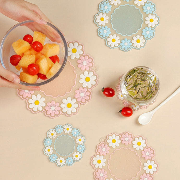 Household High Temperature Resistant Daisy Coasters Kitchen Tabletop Insulation Mat, Style: Blue ...