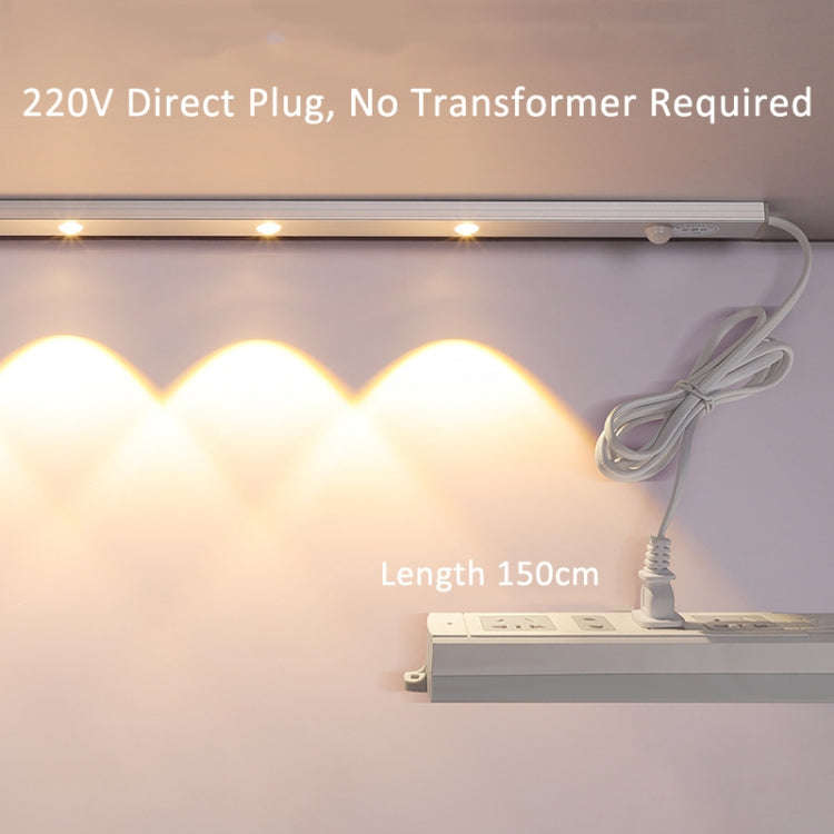 220V CN Plug Motion Sensor Wardrobe Cabinet Lamp LED Light Bar, Spec: White 40cm