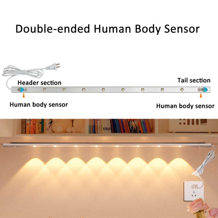 220V CN Plug Motion Sensor Wardrobe Cabinet Lamp LED Light Bar, Spec: White 60cm