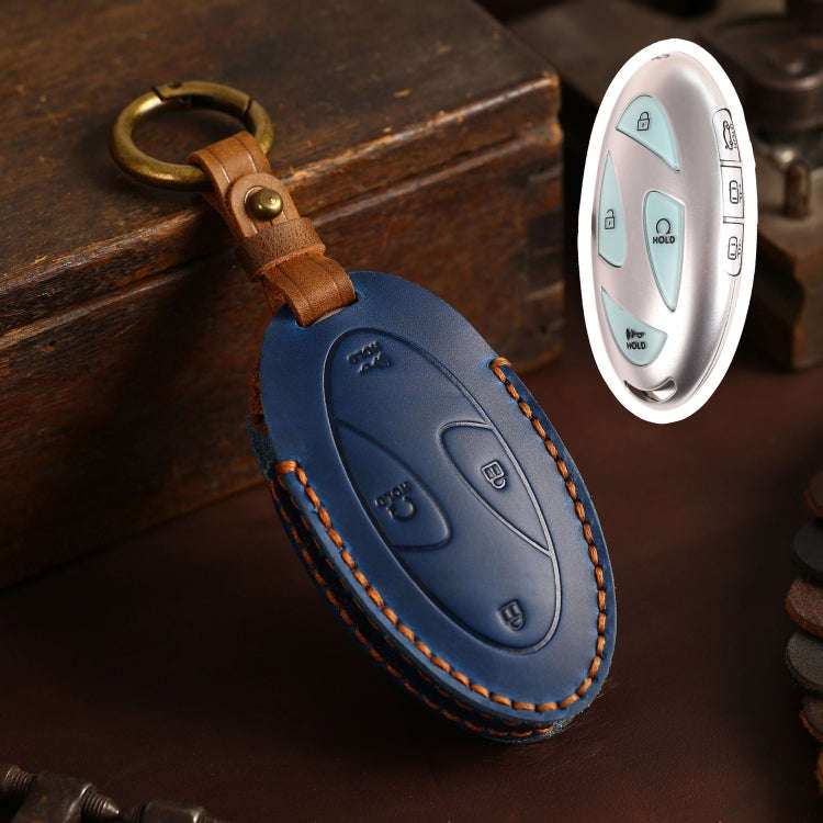 For Korean Hyundai Hallmo Car Handmade Key Bag, Color: 7 Keys Blue