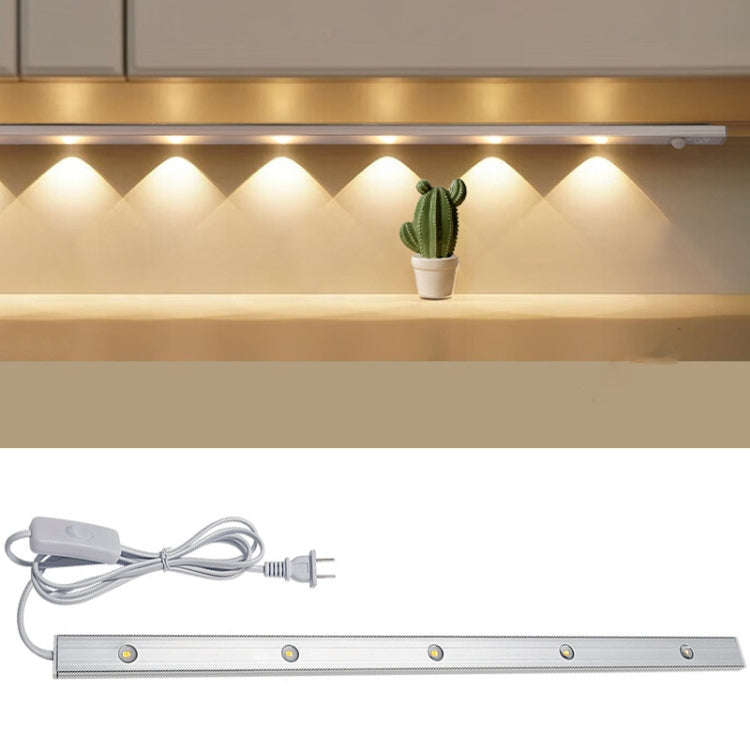 60cm 220V CN Plug Wardrobe Cabinet Lamp LED Light Bar With Button Switch(Warm White)