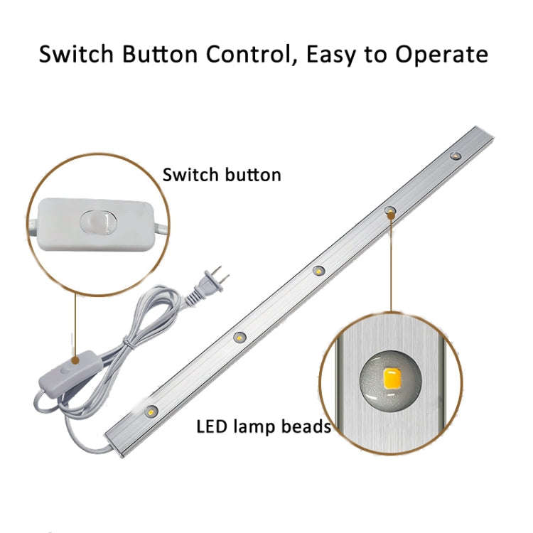 40cm 220V CN Plug Wardrobe Cabinet Lamp LED Light Bar With Button Switch(Warm White)