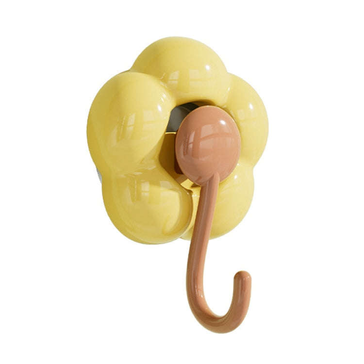 Household Suction Cup Flower Hook Bathroom Vacuum Sticky Hooks Without Punch Hole(Yellow)