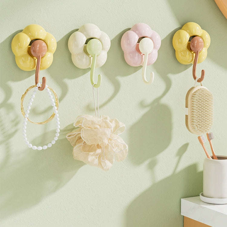 Household Suction Cup Flower Hook Bathroom Vacuum Sticky Hooks Without Punch Hole(Yellow)