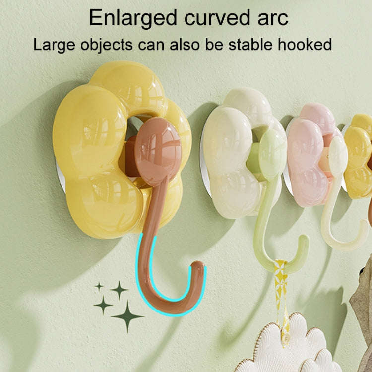 Household Suction Cup Flower Hook Bathroom Vacuum Sticky Hooks Without Punch Hole(Yellow)