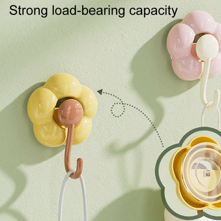 Household Suction Cup Flower Hook Bathroom Vacuum Sticky Hooks Without Punch Hole(Yellow)