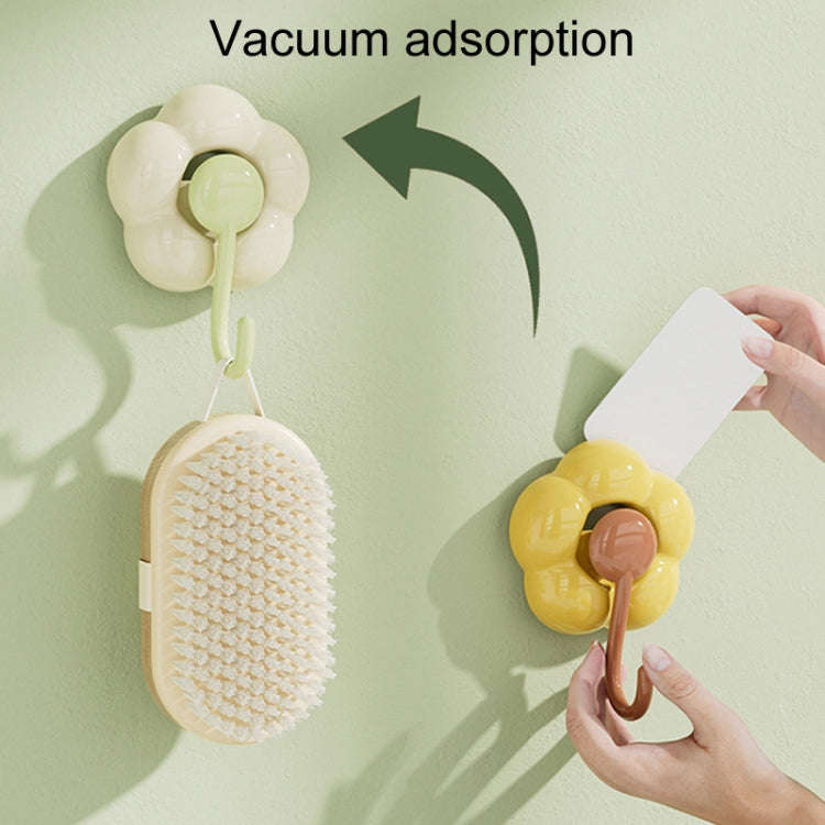 Household Suction Cup Flower Hook Bathroom Vacuum Sticky Hooks Without Punch Hole(Yellow)